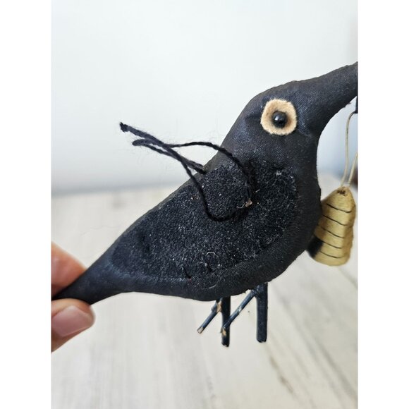 Folk art bird crow Halloween ornament Hive B unique tree - Picture 2 of 8